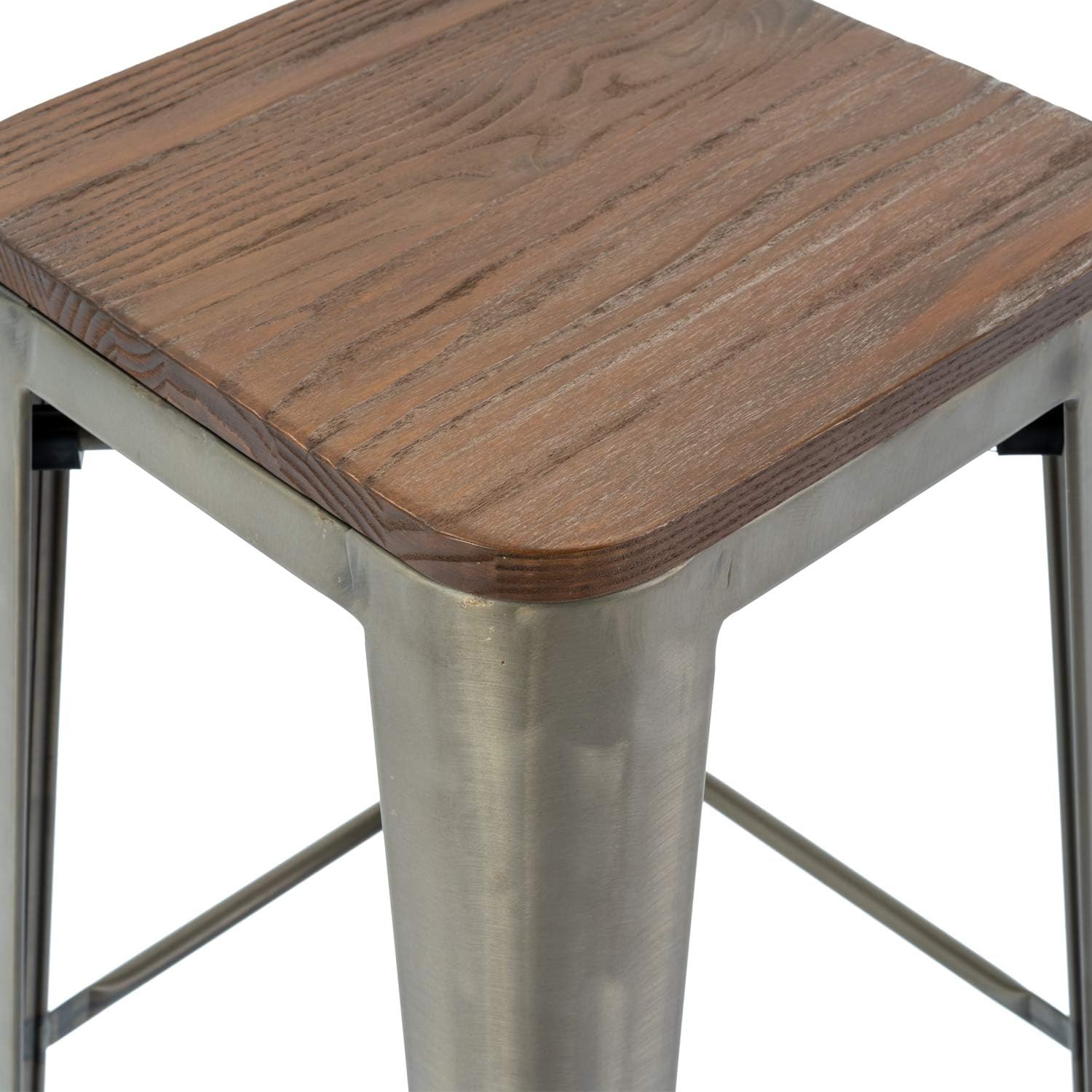 Black Friday 🔥 Brage Living 30 Backless Metal Bar Stools with Elm Wood Seat Top Antique (Set of 2) ❤ Crazy Deals Brage Living 30 Backless Metal Bar Stools with Elm Wood Seat Top Antique (Set of 2)