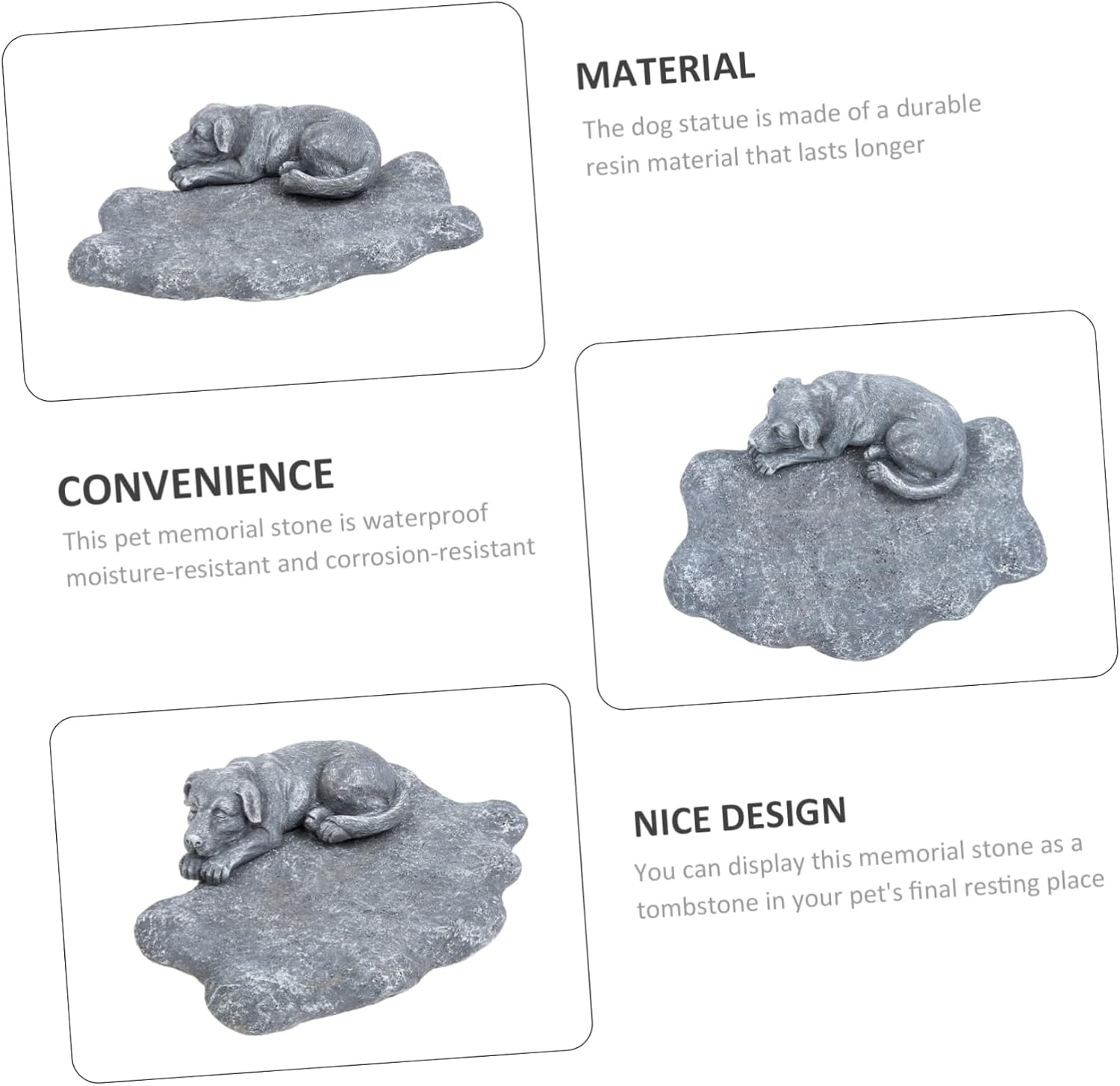 Hemoton Pet Memorial Stone Dog Statue Resin Garden Figurine Creative Headstone for Dogs Outdoor Decor for Pet Loss Remembrance Weather-Resistant Design