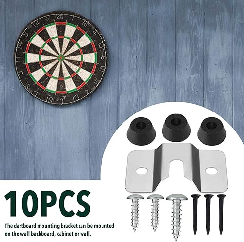 Miniatura 5 de Kit de soporte de montaje de diana de 10 piezas, soporte portátil para colgar en la pared, kit de tablero de dardos, soporte de pared y tornillos,