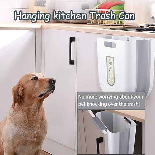 Miniatura 5 de SHAIDOJIO 2 basureros colgantes para cocina, cubo de basura plegable para cocina, cubo de basura plegable para montar en la pared, cubo de basura