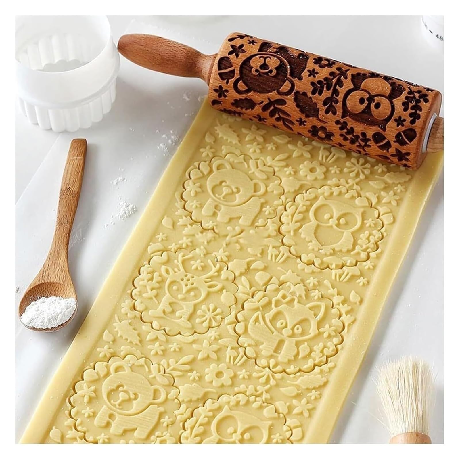 Rodillo, Grabado en relieve de madera for hornear, for hacer galletas, cortezas, pasteles, pastelería, arcilla