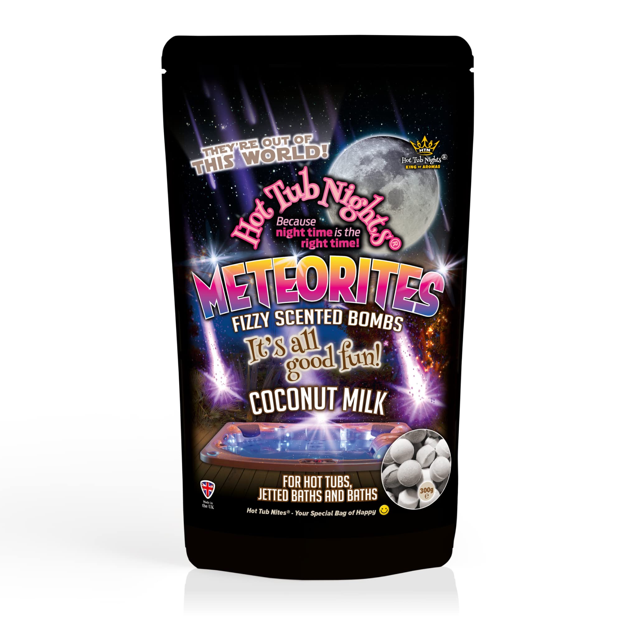 Hot Tub NightsAromatherapy Meteorites, Fizzy Scented Bombs Coconut Milk 1 x (300g)