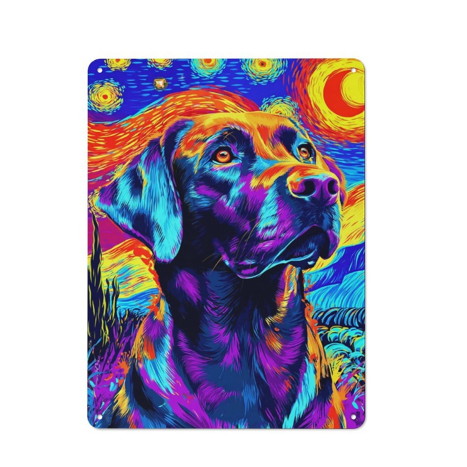 Junmoney Vibrant Abstract Dog Artwork Rustic Metal Sign 40X30cm For Garage Wall, For Everyday Room Decor With A Rustic Look