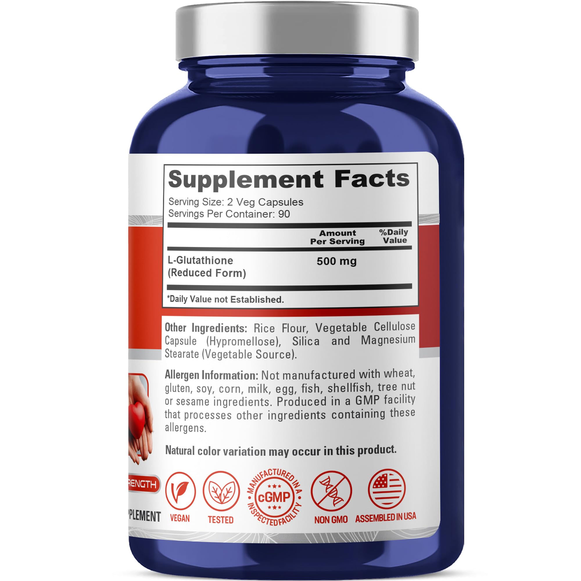 Amazon.com: NusaPure Reduced Glutathione 500mg 180 Veggie Capsules  (Vegan,Non-GMO) L-Glutathione : Health & Household