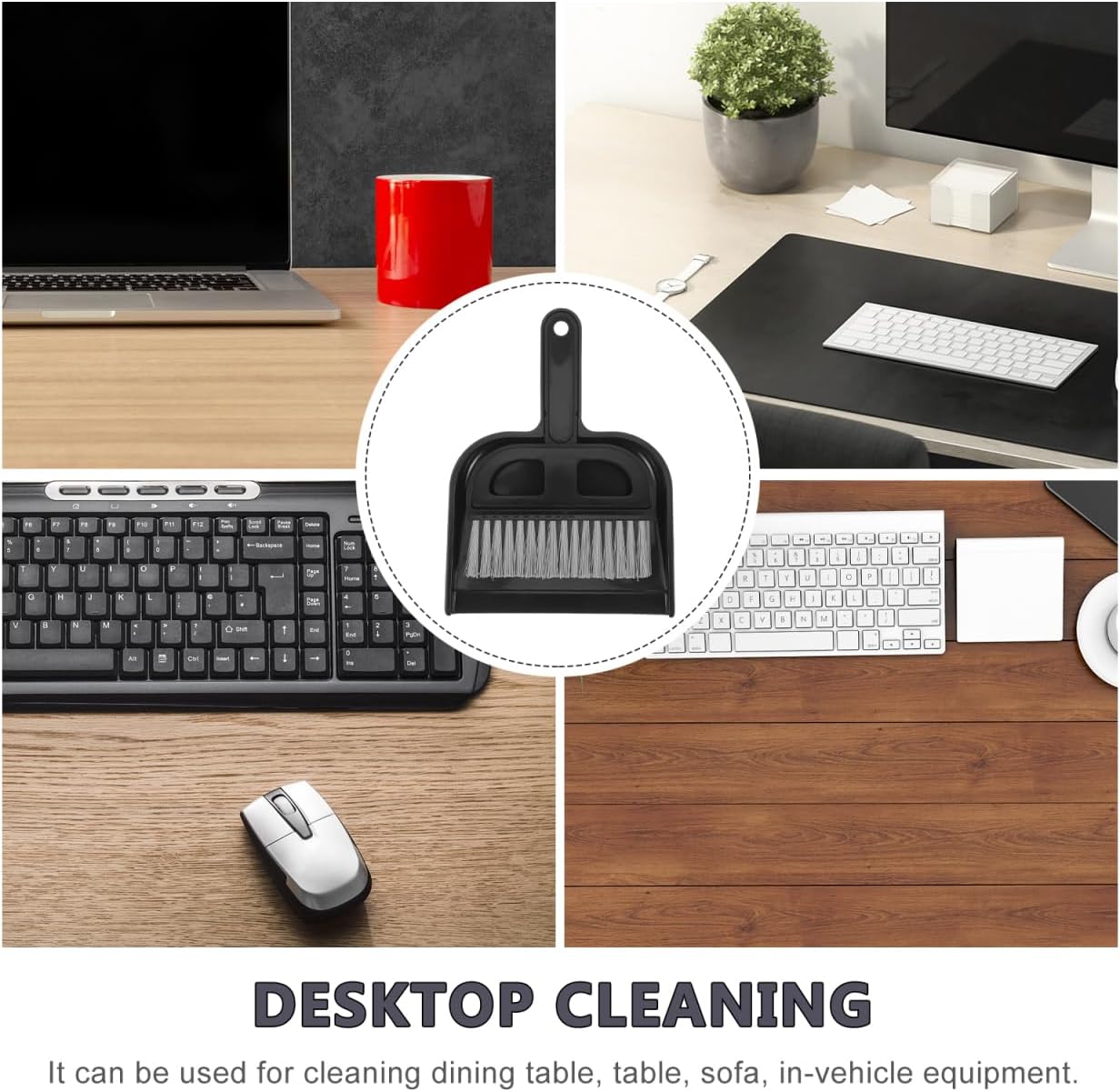 Ipetboom Mini Broom and Dustpan Set - Keyboard Cleaning Brush and Small Handheld Dust Pan Compact Desktop Sweep Tool for Laptops Keyboards Drawers and Small Spaces - Black 8.46 X 6.29in