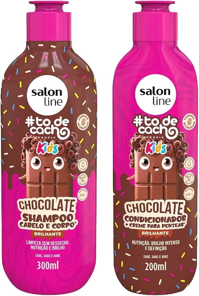 Salon Line, Kit Shampoo e Condicionador, #todecacho Kids, Chocolate, Vegano - Para Cabelos Ondulados, Cacheados e Crespos, 2 Unidades