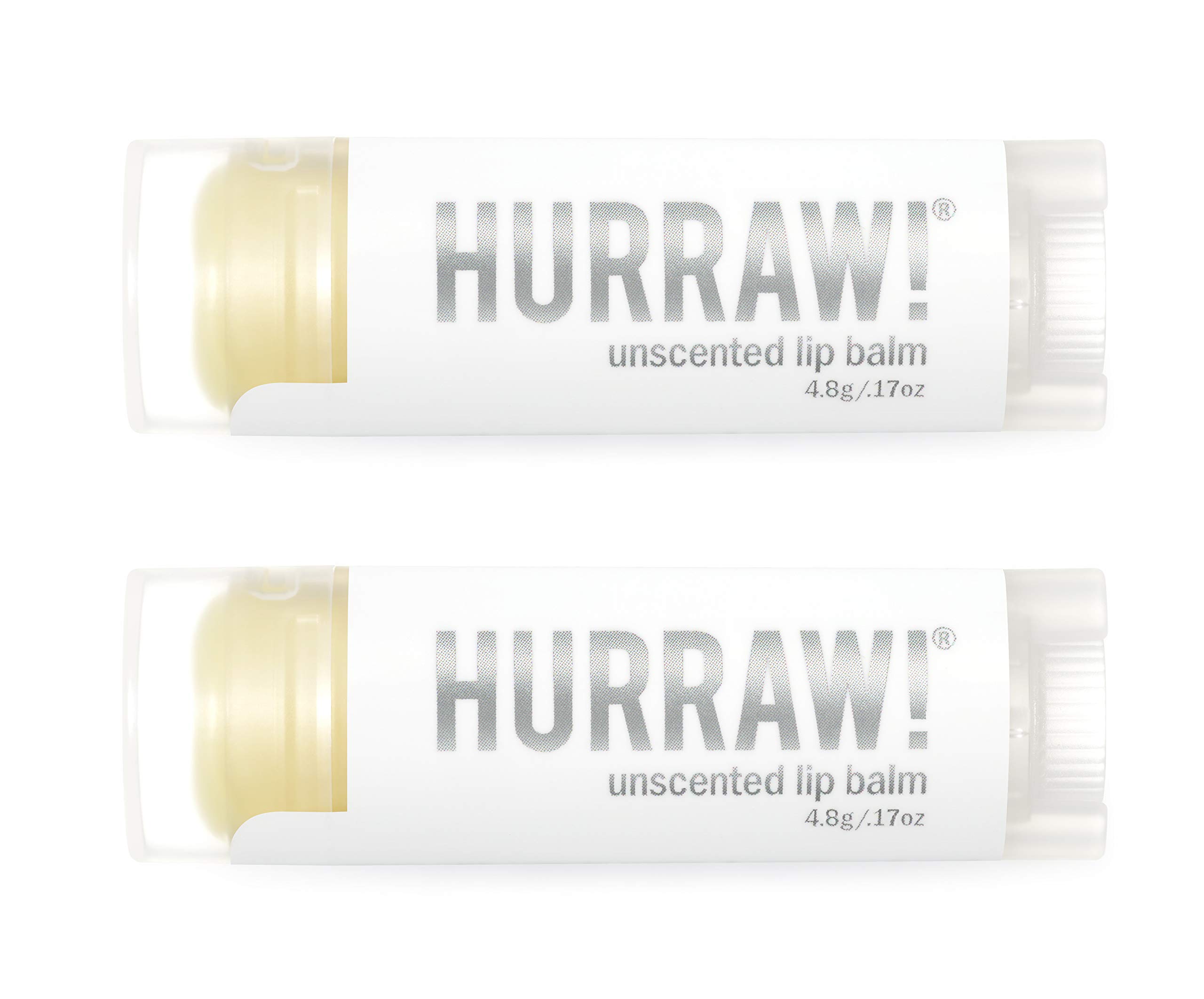 HURRAW!Unscented (2 Pack) Lip Balm: Organic, Certified Vegan, Certified Cruelty Free, Non-GMO, Gluten Free, All Natural - Luxury Lip Balm Made in The USA - UNSCENTED (2 Pack)