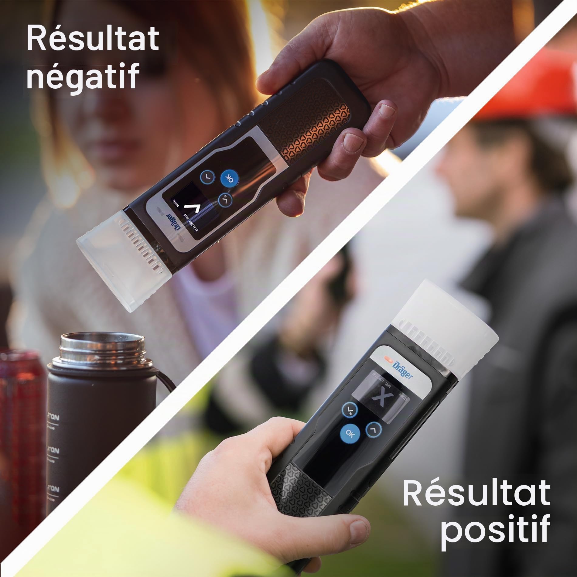 Dräger Alcotest 5000 Éthylotest pour les tests de masse sans contact | Mesure hygiénique grâce à l'embout entonnoir