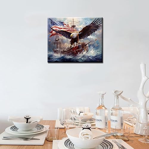 Miniatura 4 de Pintura al óleo colorida de animales para adultos y niños, pájaro volador, kits de pintura al óleo de bricolaje pintura del océano por número,