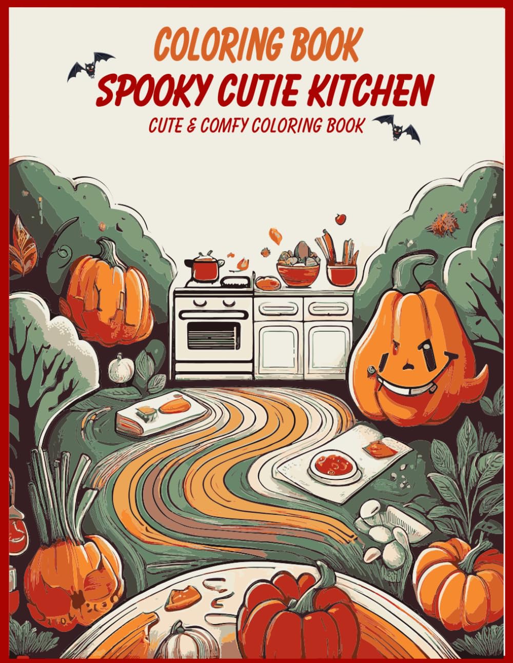 COZY SPOOKY CUTIE: Coloring Book for Adults and Teens with Adorable Creepy Creatures in Hygge Moments for Relaxation: SPOOKY KITCHEN