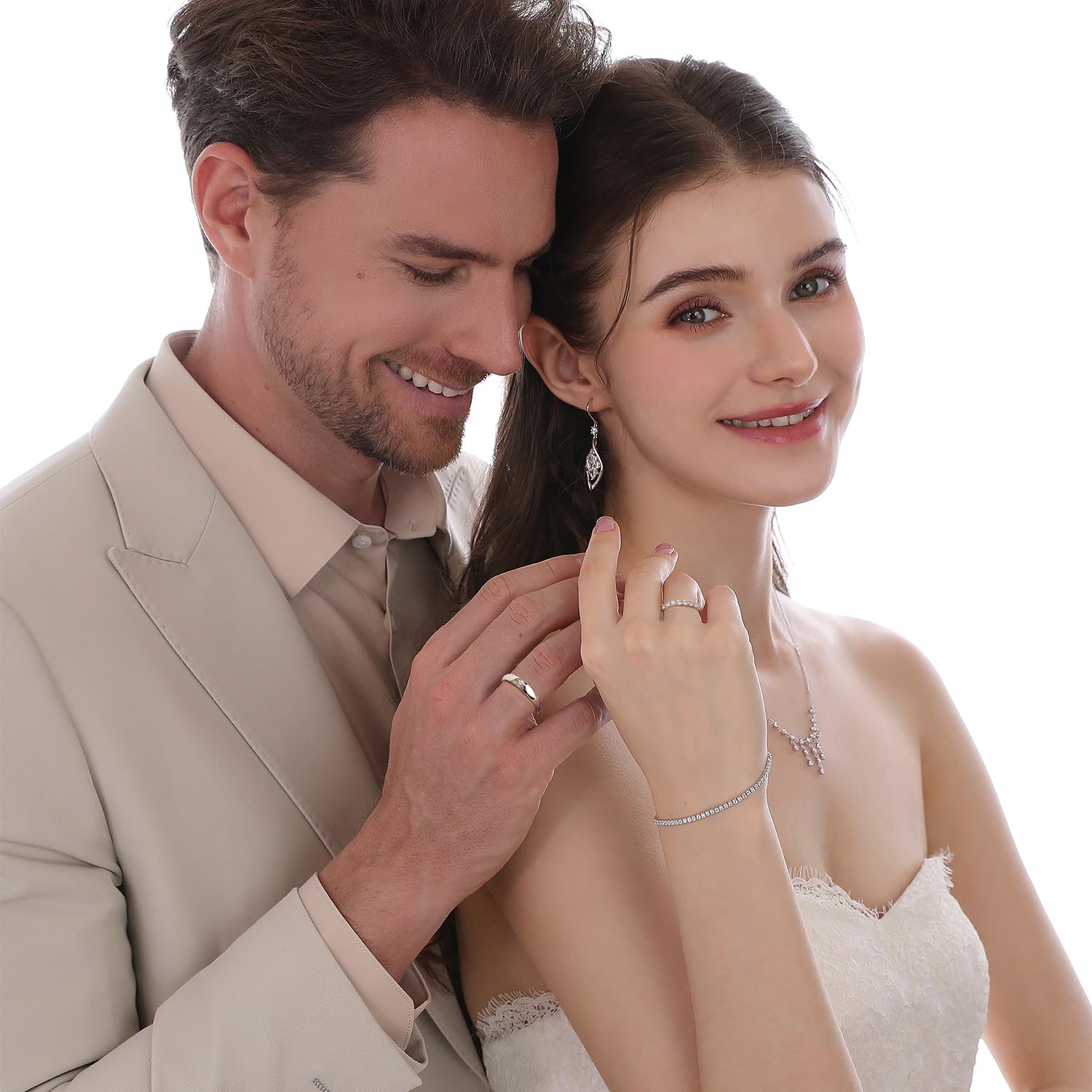 Meissa Anillos de Pareja en Plata Esterlina Anillos de Boda Elegantes Anillo de Promesa para Hombre y Mujer Zirconia Cúbica Tamaño Ajustable