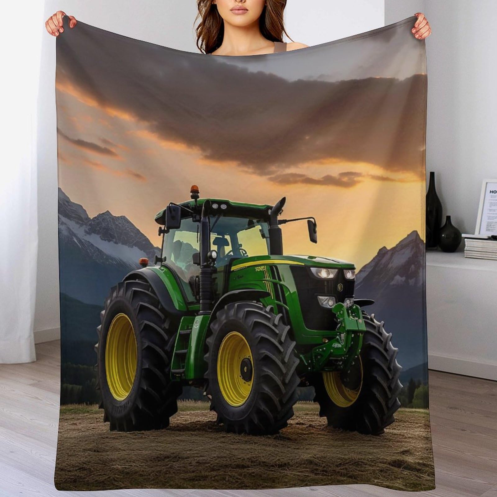 Couverture polaire tracteur en flanelle douce 140x180 cm pour lit et canapé