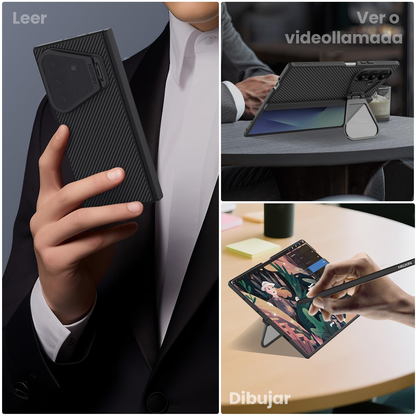 Nillkin CamShield Fold Magnética Funda para Samsung Galaxy Z Fold 8 Ultra,Diseño con Tapa Transparente,Función Soporte y Protección de la Lente,Slim Stylish (Negro)