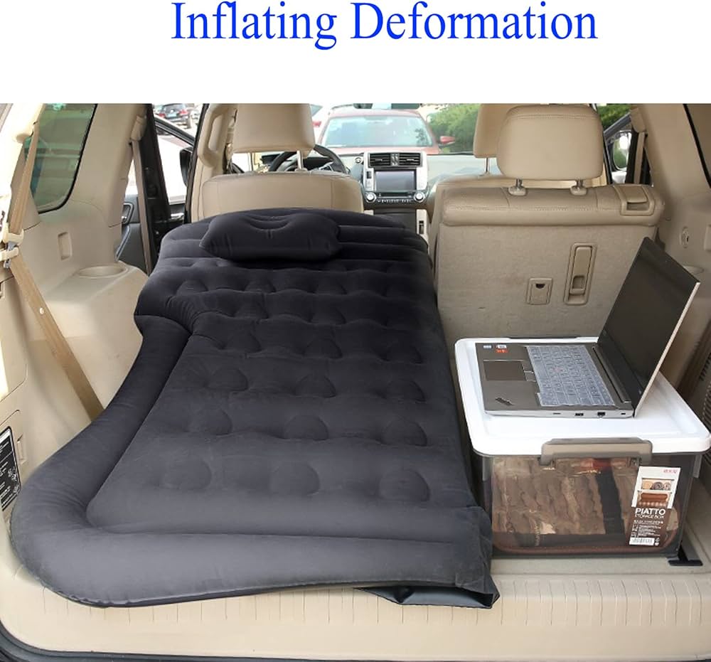 SUV Luftmadrass Bilsu00e4ng Camping Kudde Kudde Uppgraderad Fu00f6rtjockad Och Universell Bilmadrass Camping Bu00e4rbar Sovdyna Fu00f6r Resor Camping Anvu00e4ndning I Din Bil RV Minibuss Bagageutrymme (gru00e5