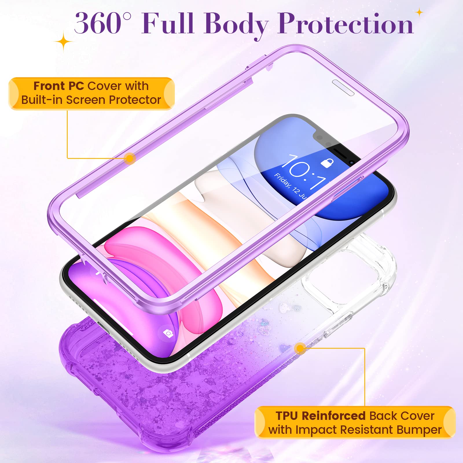 Amazon.com: Ruky for iPhone 11 Glitter Case with Built-in