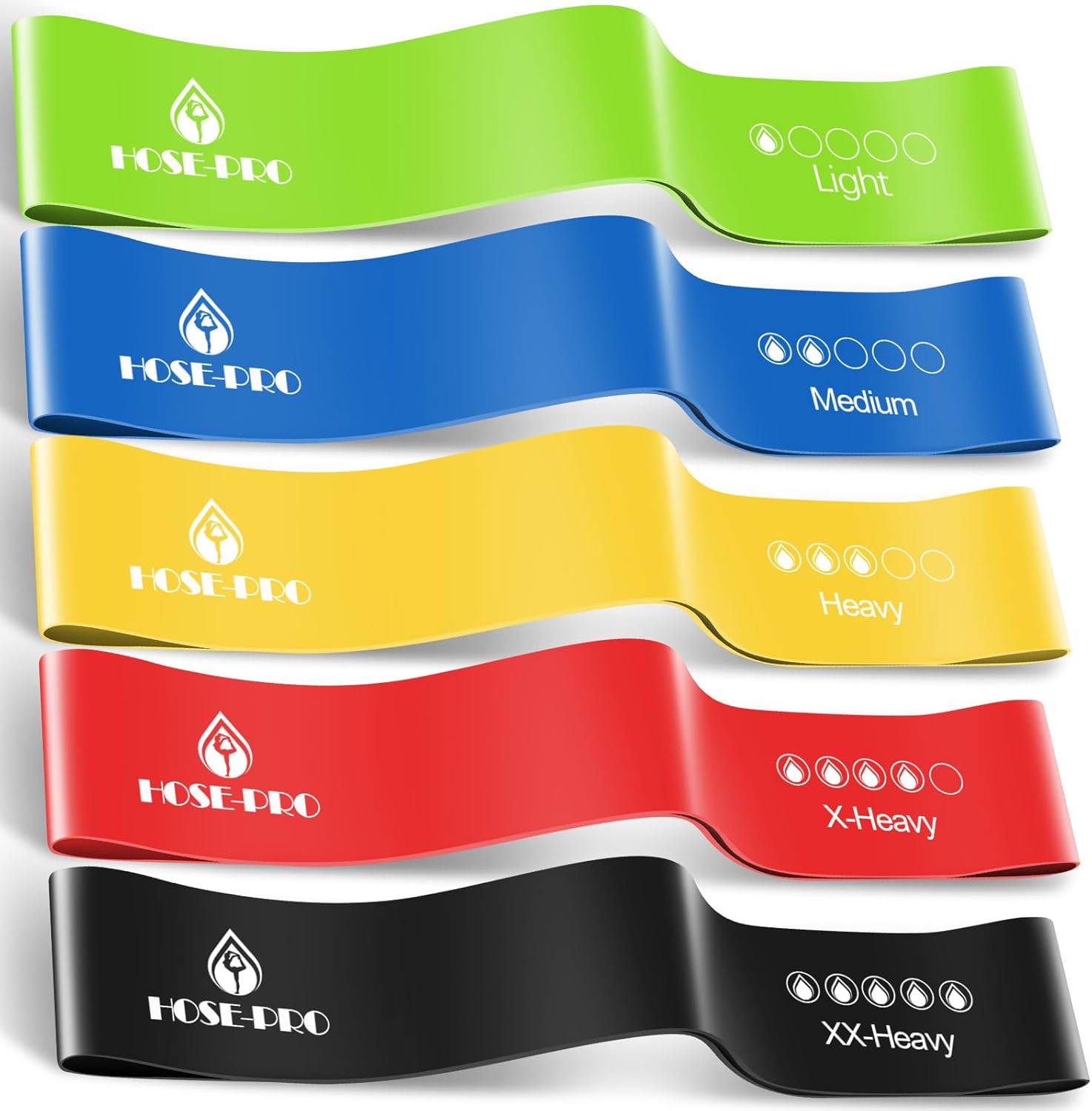 Resistance Bands Set [Set of 5] – Skin-Friendly Natural Rubber Exercise Bands with 5 Resistance Levels (5-40lbs) for Home Gym, Physio, Yoga & Strength Training – Includes Travel Bag