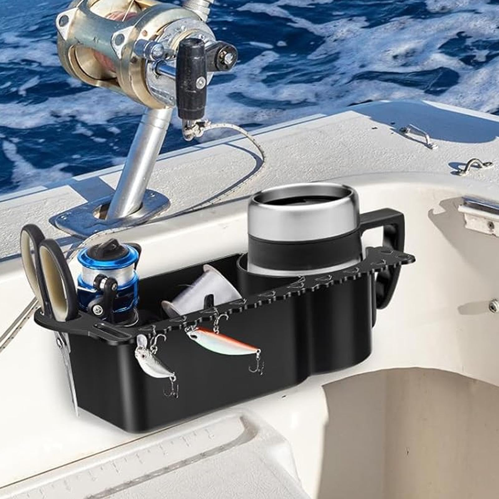 Porte-bouteille d'eau pour bateau - Organisateur de bouteilles - Porte-gobelet de bateau fixé avec languette en caoutchouc - Organiseur de gobelets de bateau - Boîte de rangement marine de grande