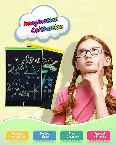 Miniatura 7 de TECJOE Paquete de 2 tabletas de escritura LCD, tableta de dibujo colorida de 8.5 pulgadas para niños, juegos de viaje, actividades de aprendizaje,