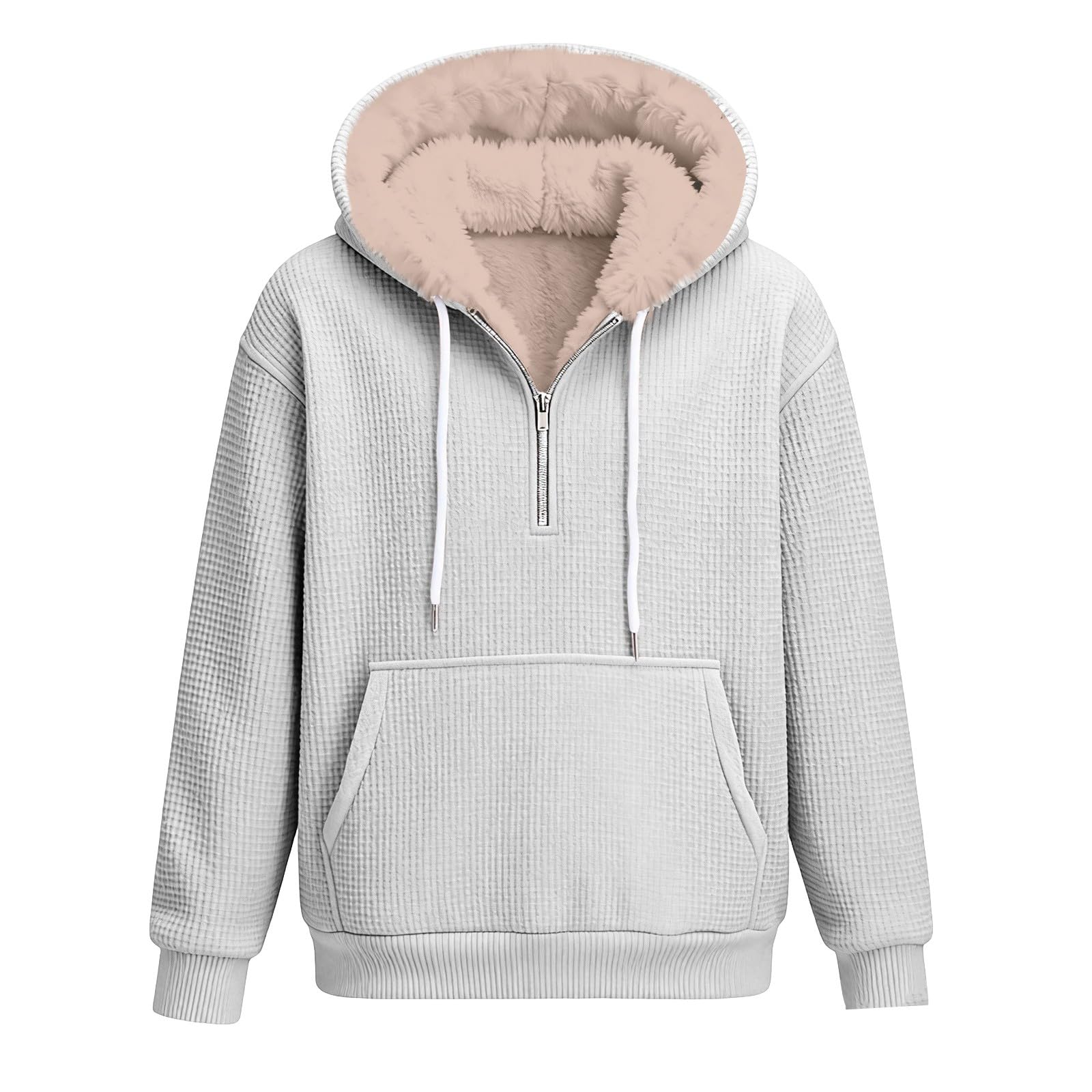 Ponadwymiarowa bluza z kapturem męska bluza zapinana na zamek błyskawiczny waflowa dzianinowa bluza workowate bluzy z kapturem z długim rękawem sweter z zamkiem 1/4 bluza ze sznurkiem plus size