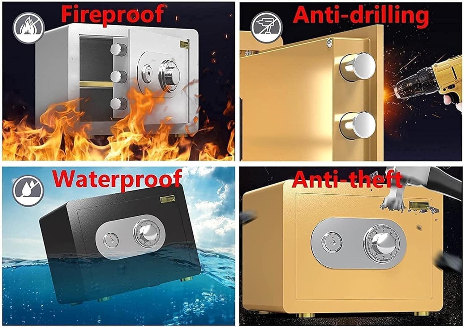Serratura a combinazione di sicurezza digitale Governo Cassaforte Piccola per Home Office Hotel, Metal Steel Confidential Locker con la funzione di serratura a chiave