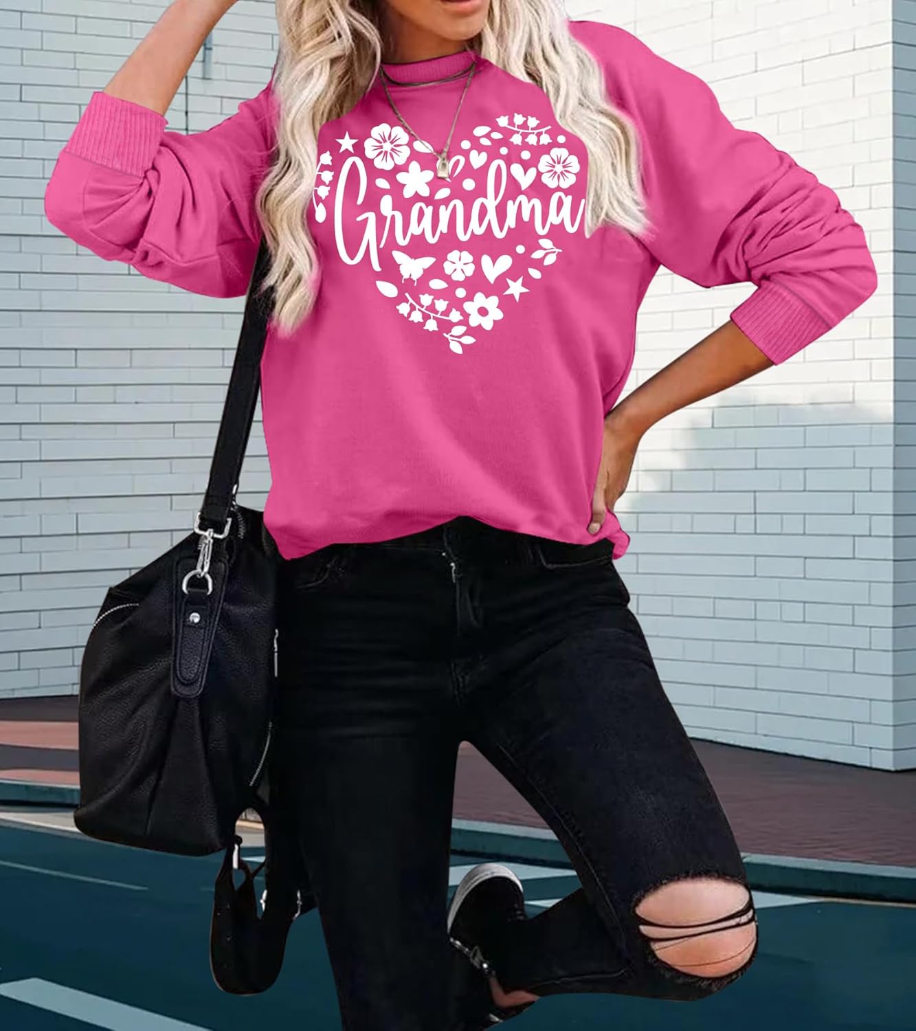 Grandma Christmas Sweatshirts Women Blessed Nana Sweater Xmas Holiday Casual Grandmother Christma Sweatshirt - Image 2