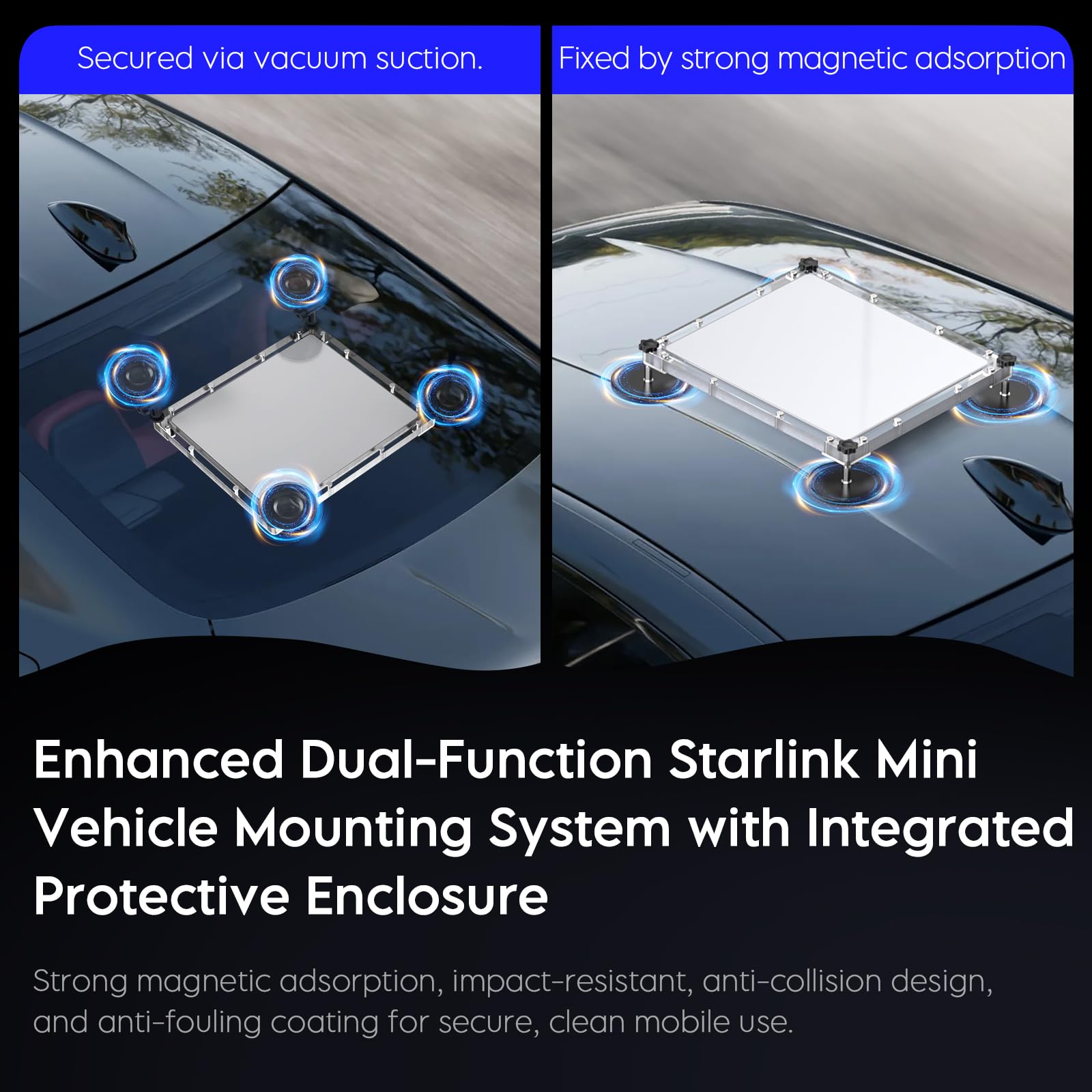 XLTTYWL Starlink Mini magnetyczny uchwyt samochodowy, mini akcesoria Starlink dach przeciwsłoneczny przyssawka z ochronną osłoną montażową dla Starlink Mini Dishy pasujący do samochodu, kampera, łodzi