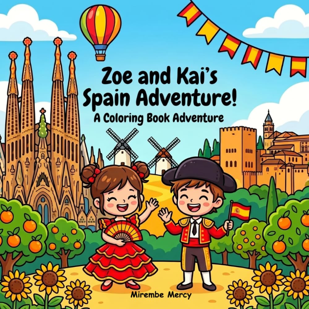 Zoe & Kai's Spain Adventure Coloring Book: A Fun Travel Coloring & Activity Book for Kids | Explore Famous Landmarks, Food, Culture and More! (Around the World Coloring Adventures)