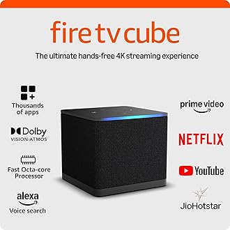 - Fire TV Cube | Hands-free streaming device with Alexa, Wi-Fi 6, 4K Ultra HD