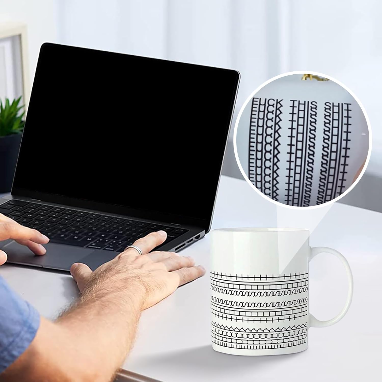 Fuck This Shit Mug, Hidden Message Coffee Mug, Ceramic Tea Cup, Funny Coffee Mugs Adult Humor, Gifts For Friends, Funny Office Gifts For Women Men (Black ?)