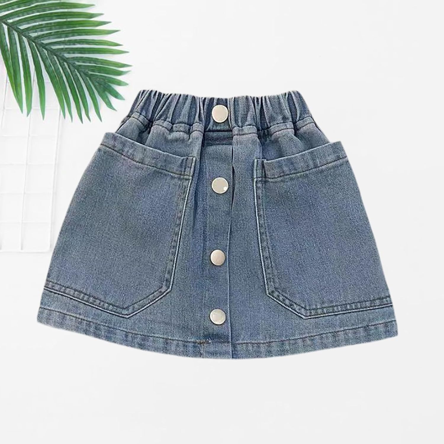 Girls Jeans Shorts - Casual Summer High Waist Denim Short Comfy Dressy Wide Leg A-Line Jean Skirt Knee Length 0-12Y