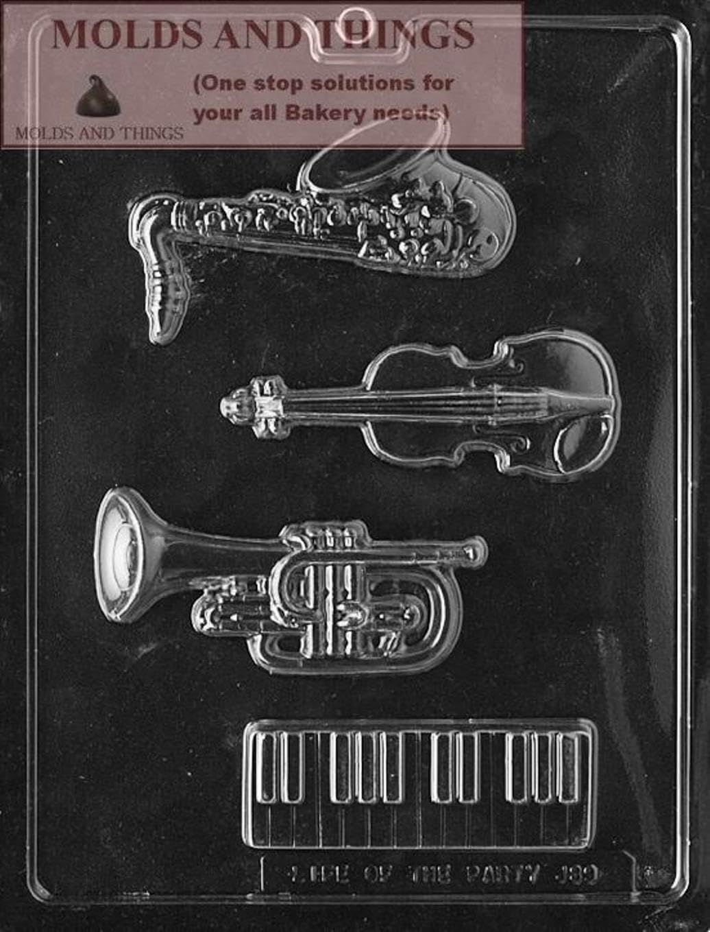 Music kit musical instrument music Music Violin, Trumpet, Saxophone and Keyboard chocolate candy mold BPA Free Reusable Mold for Chocolate, Candy, Soap& Plaster