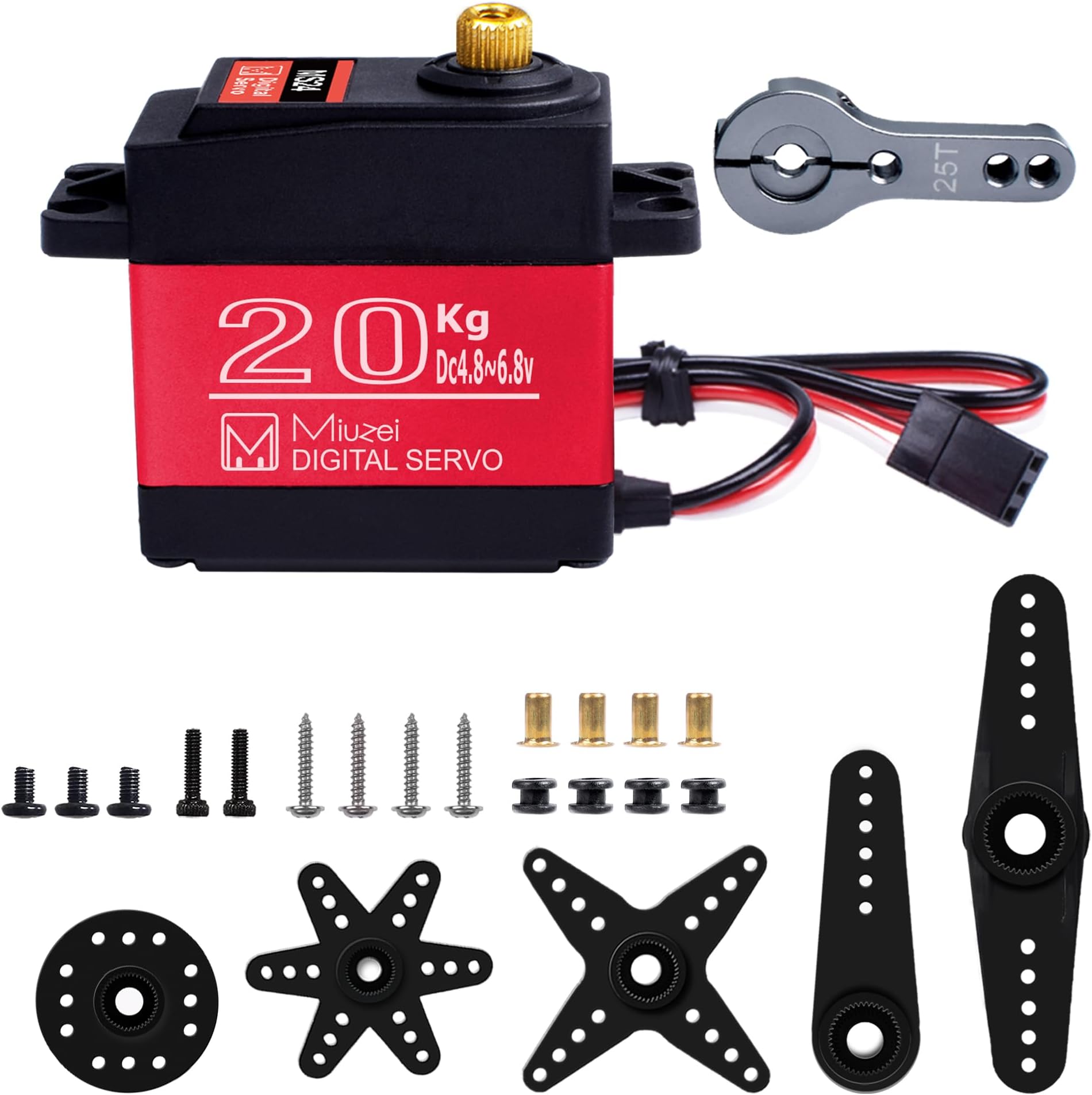 20KG Servo Motor High Torque RC Servo Metal Gear Waterproof for 1/8, 1/10 R/C Model DIY Car Robot, DS3218, Control Angle 270° ﻿