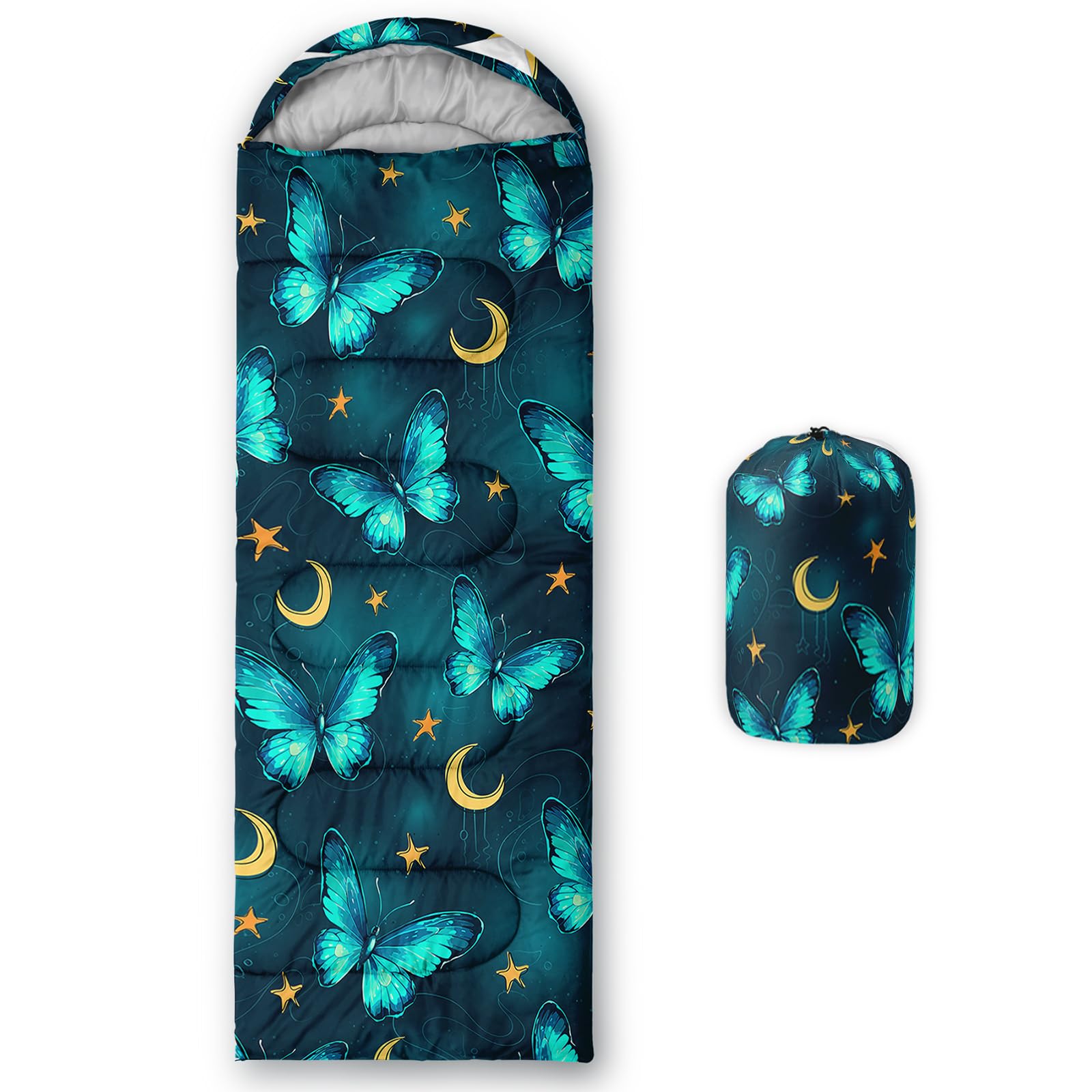 QOOMO Sacos de dormir de camping, 3 estaciones de clima cálido y fresco, ligeros, impermeables para adultos y niños, viajes y al aire libre, equipo de equipo de camping