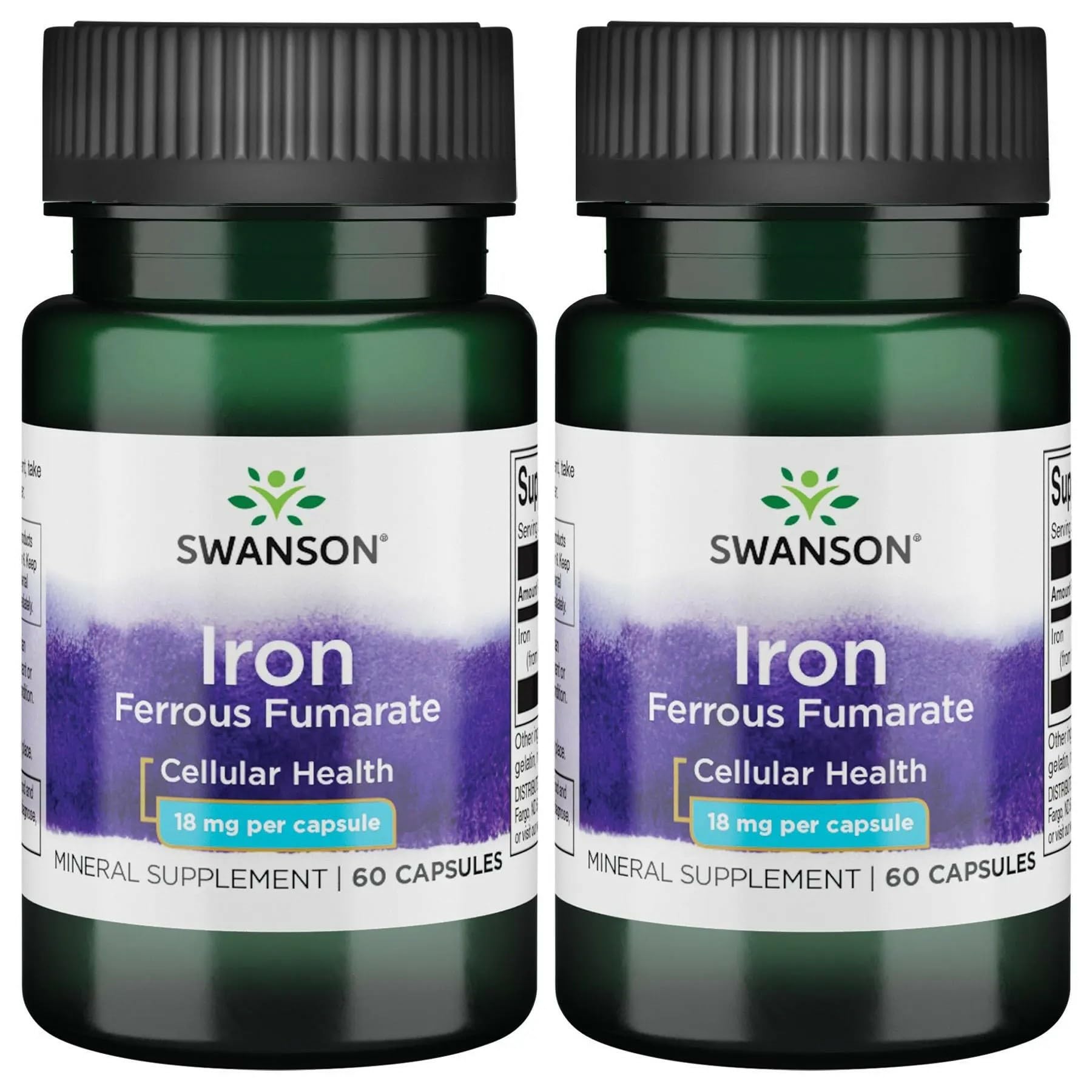 Swanson Iron Ferrous Fumarate, 18 mg, 60 Softgels, 2 Pack 60 Count (Pack of 2)