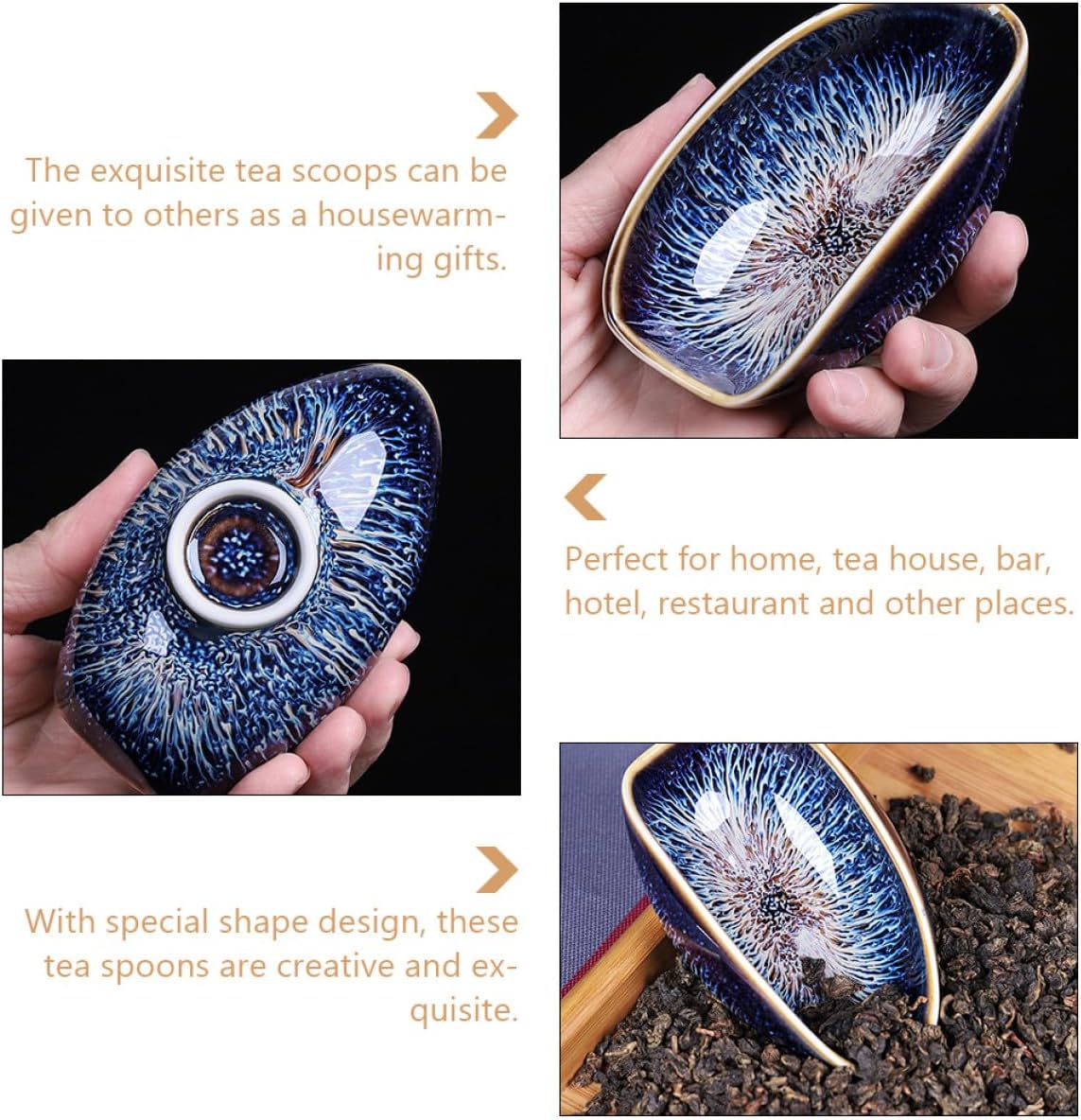 Ceramic Tea Scoop Tealeaf Holder Porcelain Teaware Accessory Handmade Vintage Style Practical Tea Spoon Brewing and Loose Leaf Storage