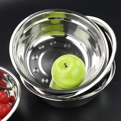 Miniatura 6 de Paquete de 4 tazones para mezclar de acero inoxidable, cuencos de preparación de metal, F