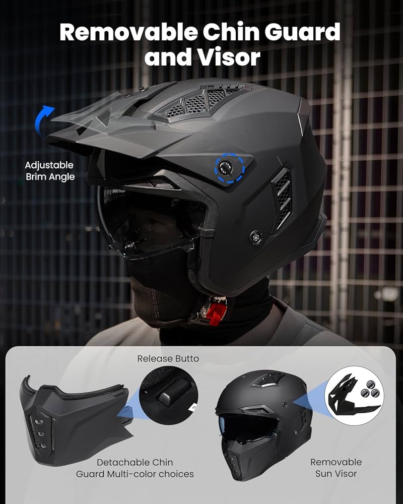 ✮VALIEM MONSTER MOUTH ACT3 イナズマ（ライト） Amazon.com: Motorcycle Open Face Helmet DOT Approved - YEMA