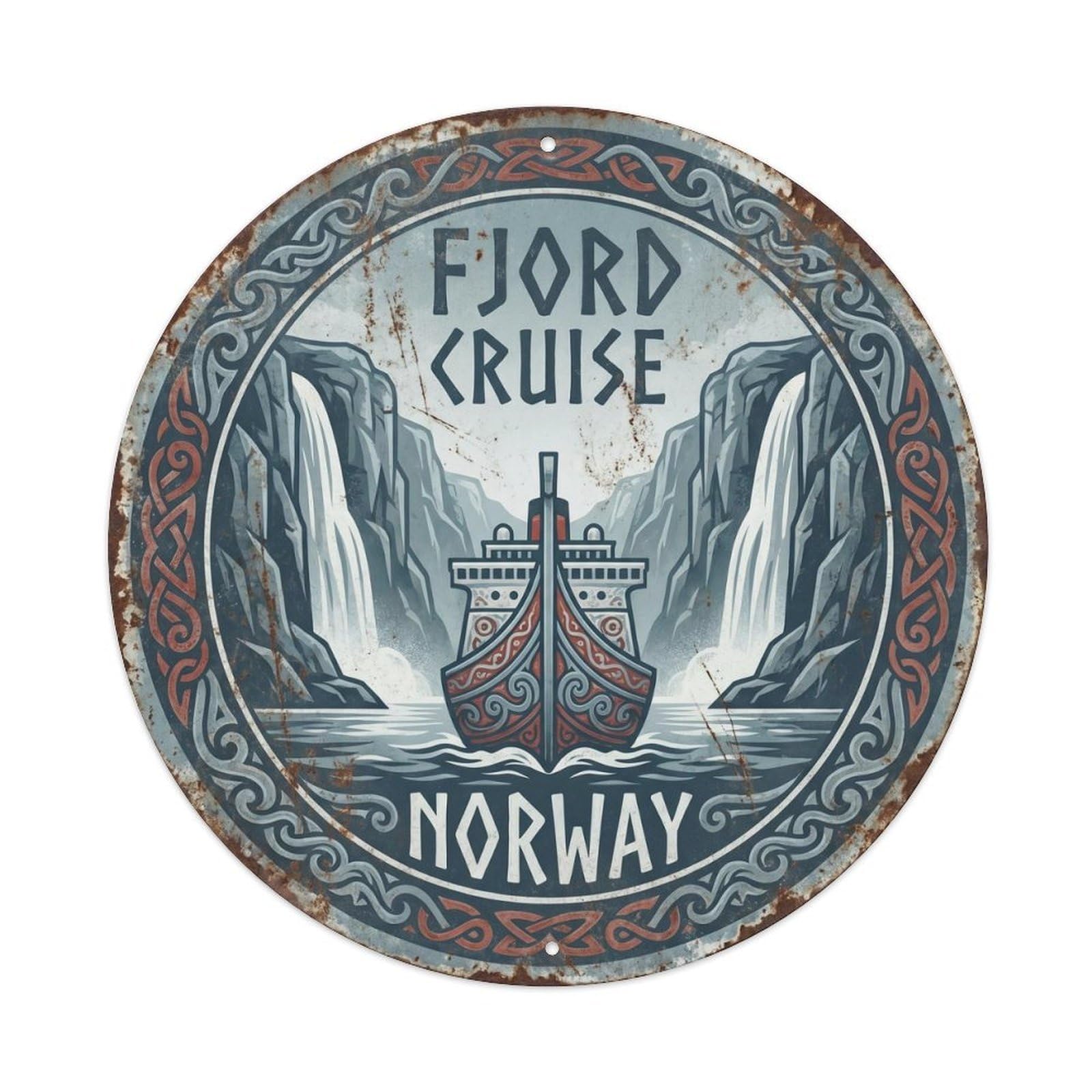Vintage Travel Fjord Cruise Norway Metal Tin Sign