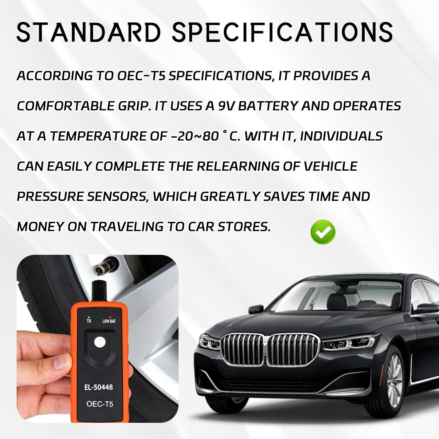 EL-50448 OEC-T5 TPMS Relearn Tool, Tire Pressure Monitor Sensor Activation Reset Programming Tool for Most Series Vehicles, Automotive Tire Sensor Reset Accessories (Orange) image 3