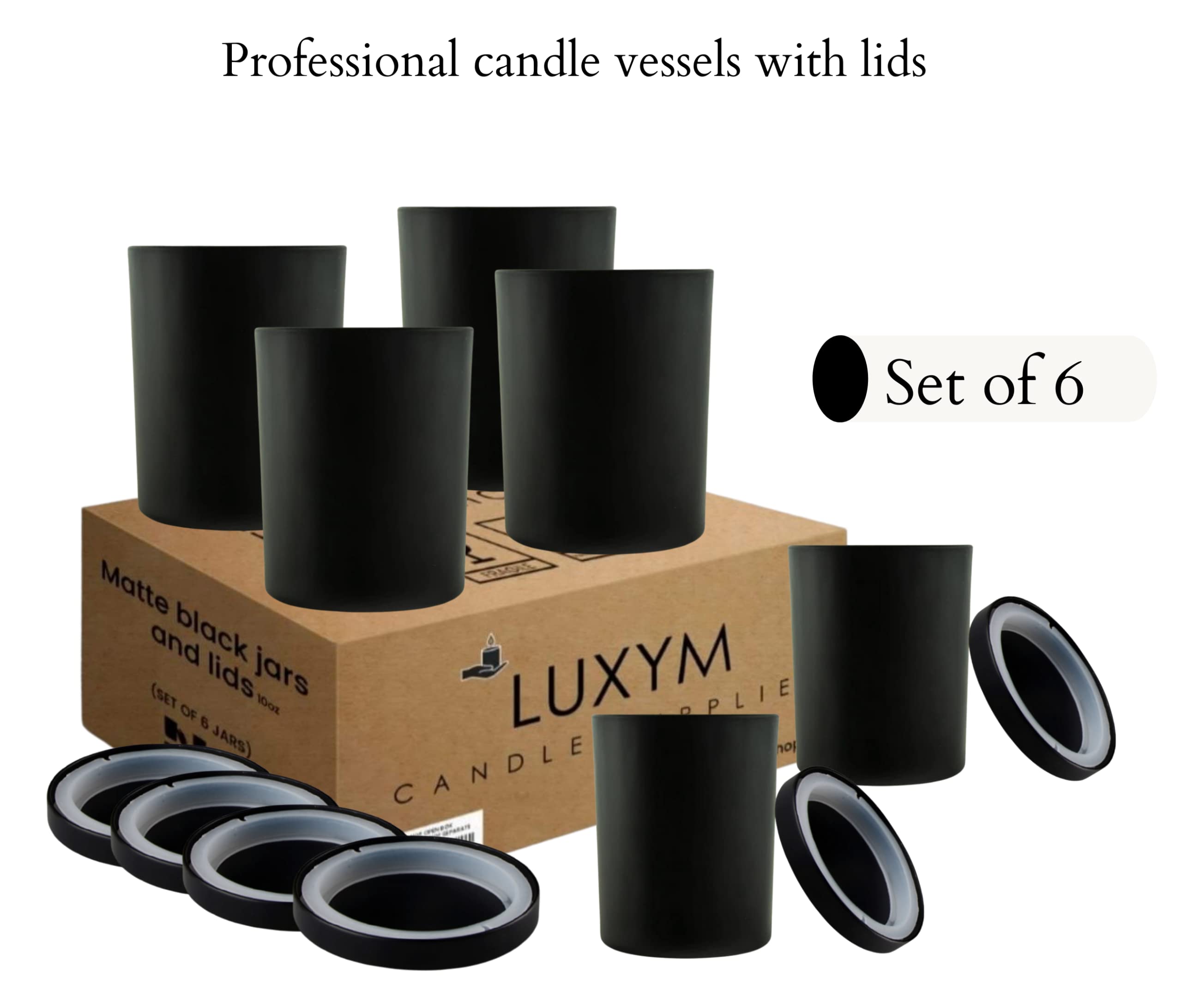 LuxyM Candle Jars 10 Oz Candle Jars with lids for Candle Making