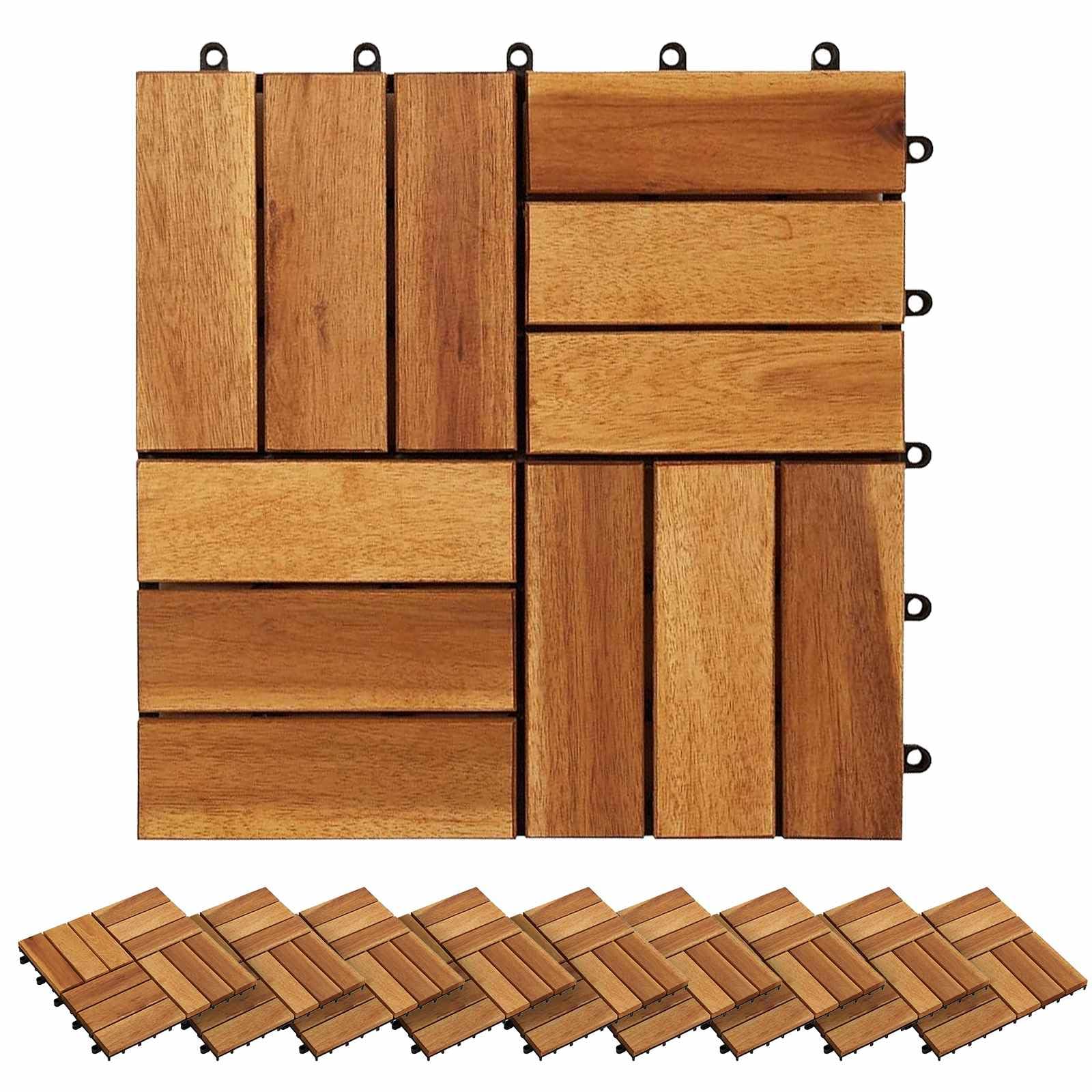 Genérico Tile de Decking 20 uds. Marrón 30 x 30 cm Madera de Acacia,Casa y jardín,Productos del hogar,14.9 kg-3444689