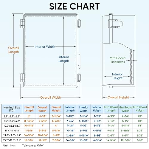 Miniatura 5 de TICONN Caja de conexiones eléctricas impermeables IP67 carcasa de plástico ABS con cubierta con bisagras con placa de montaje, soportes de pared,