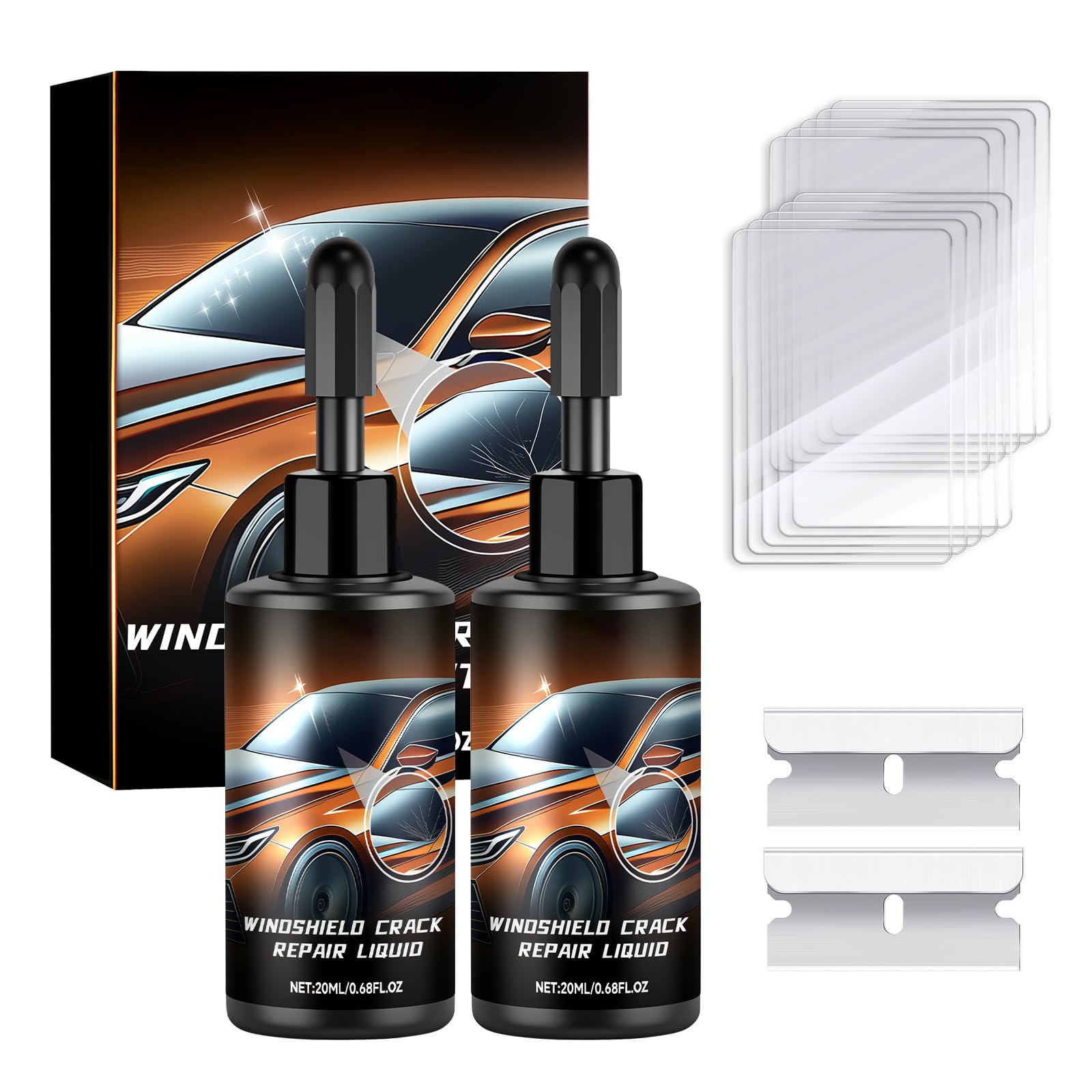 2Pcs Windshield Crack Repair Kit for Chips and Cracks Auto Glass Crack Repair Fluid 2026 New Cracks Gone