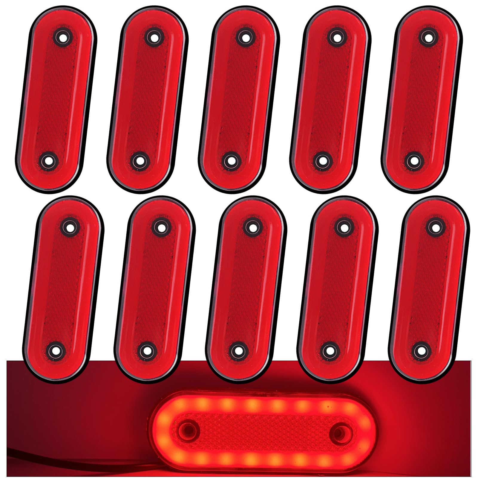 10PCS Luce Laterale LED Rosso,12V/24V Luci di Posizione Laterali Indicatori Laterali per Rimorchio Luce di Ingombro Lampada per Rimorchio Camion Furgone Rimorchi Auto
