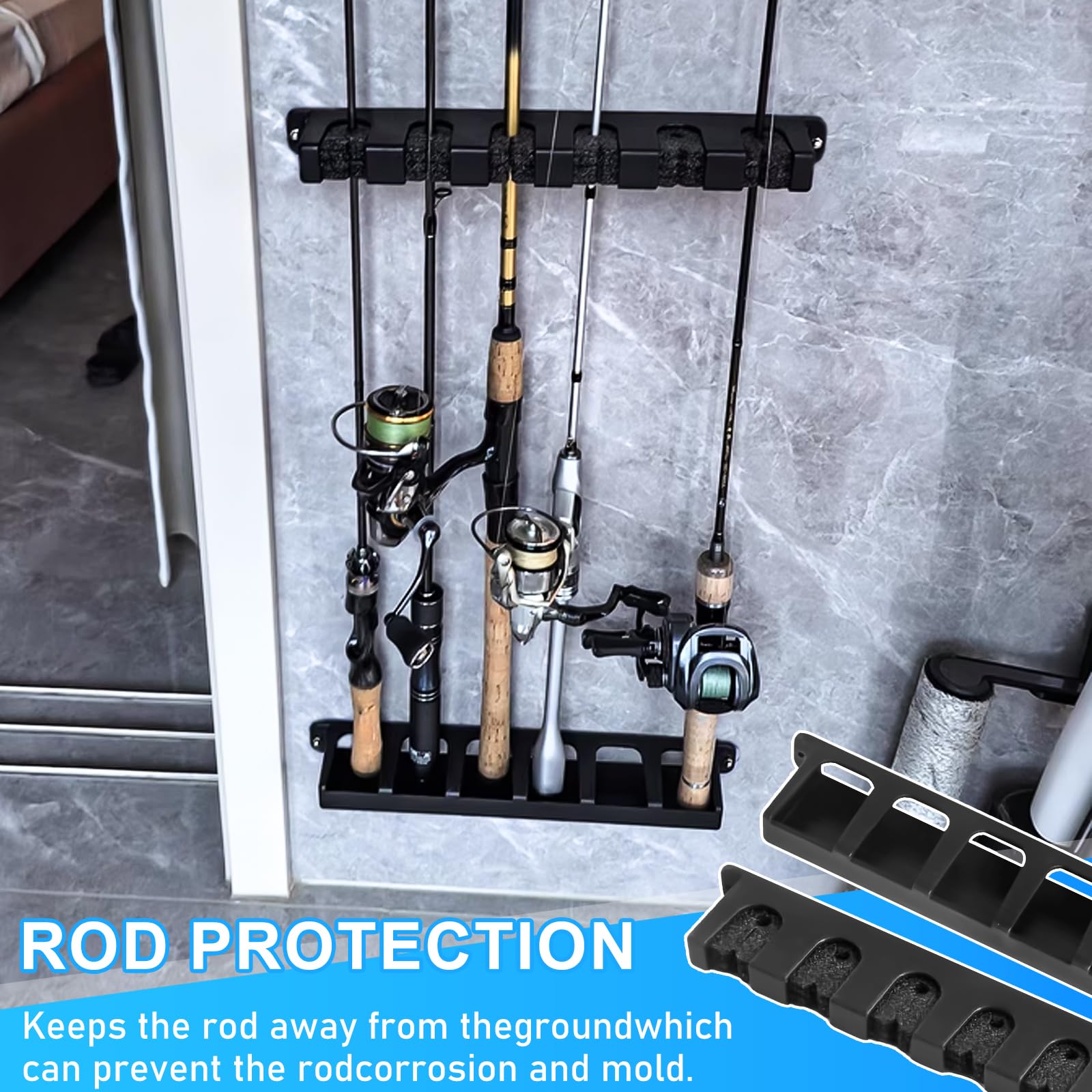 Supporto per canne da pesca, 2 paia di supporti per canne da pesca, supporto da parete, supporto verticale per canna da pesca, supporto per canne da pesca, supporto per 12 canne da pesca