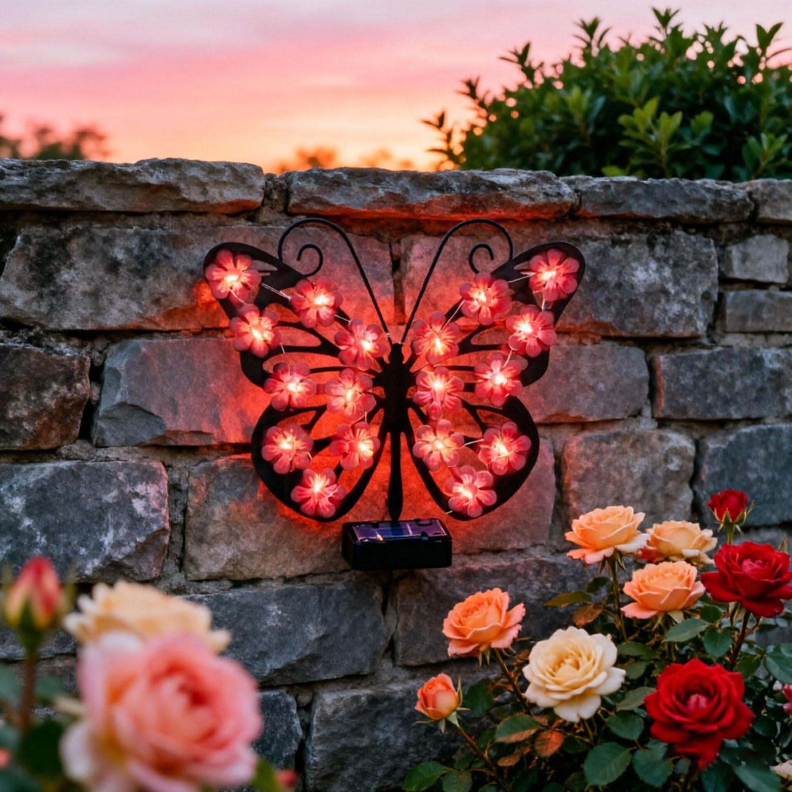 Solarne lampy ścienne do dekoracji ogrodu, odporne na warunki atmosferyczne, metalowe oświetlenie zewnętrzne, idealne na patio, podwórka i ścieżki, zestaw 2 szt