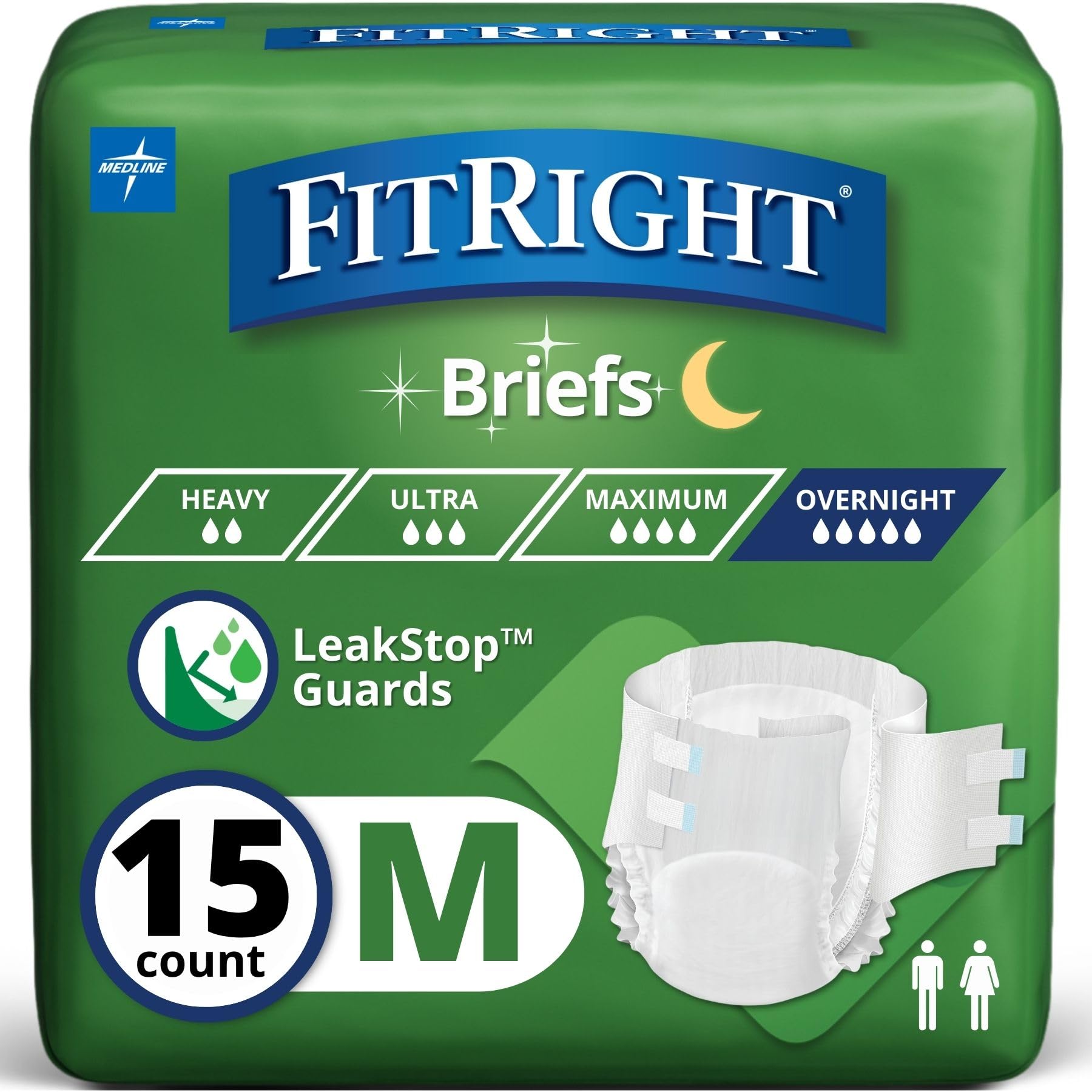 Medline Extended Wear Overnight Adult Briefs With Tabs, Maximum Absorbency Adult Diapers (Available In Sizes S - Xl)-image