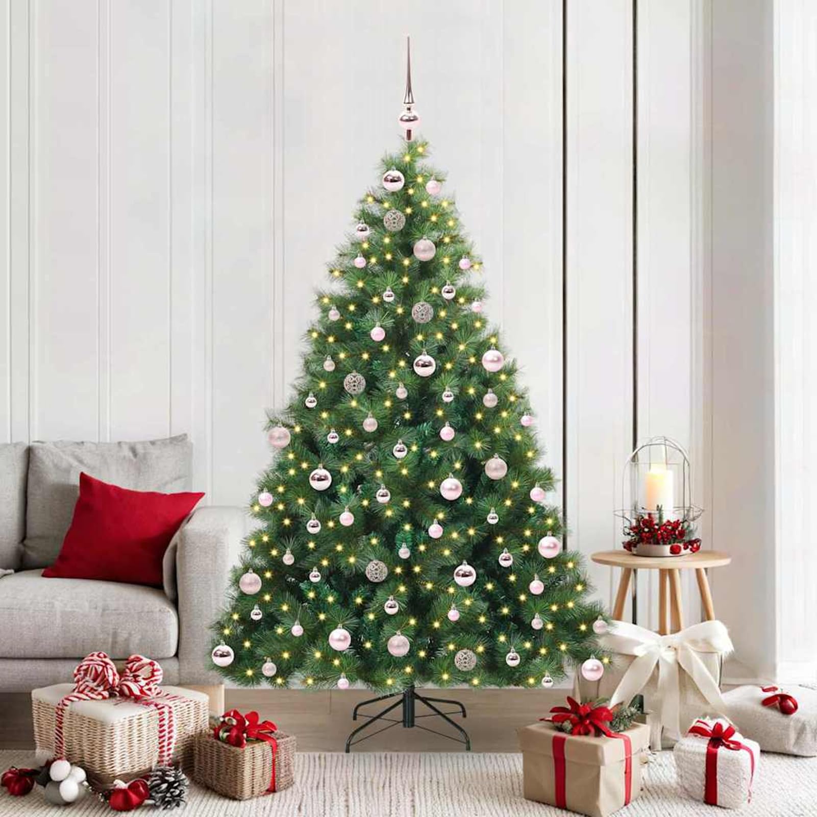 Homgoday Decoración Navideña LED Moderna con Cono de PVC y Plástico Interior y Exterior, Fácil Montaje Modelo WQ1104ZJ-3397785ES