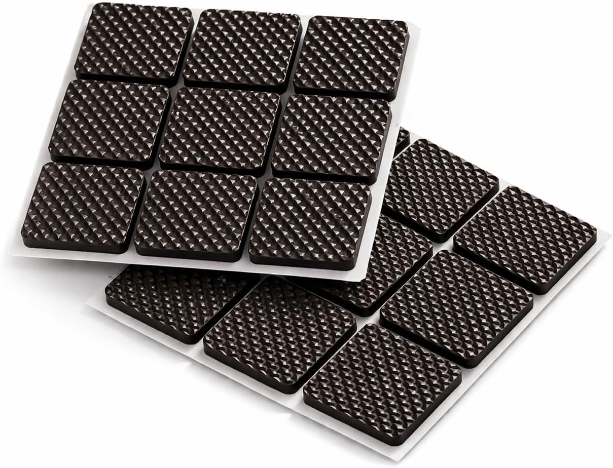 VOLO Silicone Self Adhesive Pads – Non Skid Square Floor Protector for Sofa, Chair, Table & Furniture Legs, Anti Scratch Noise Reduction Bumper for Home & Office (Black, Pack of 18 Pieces)