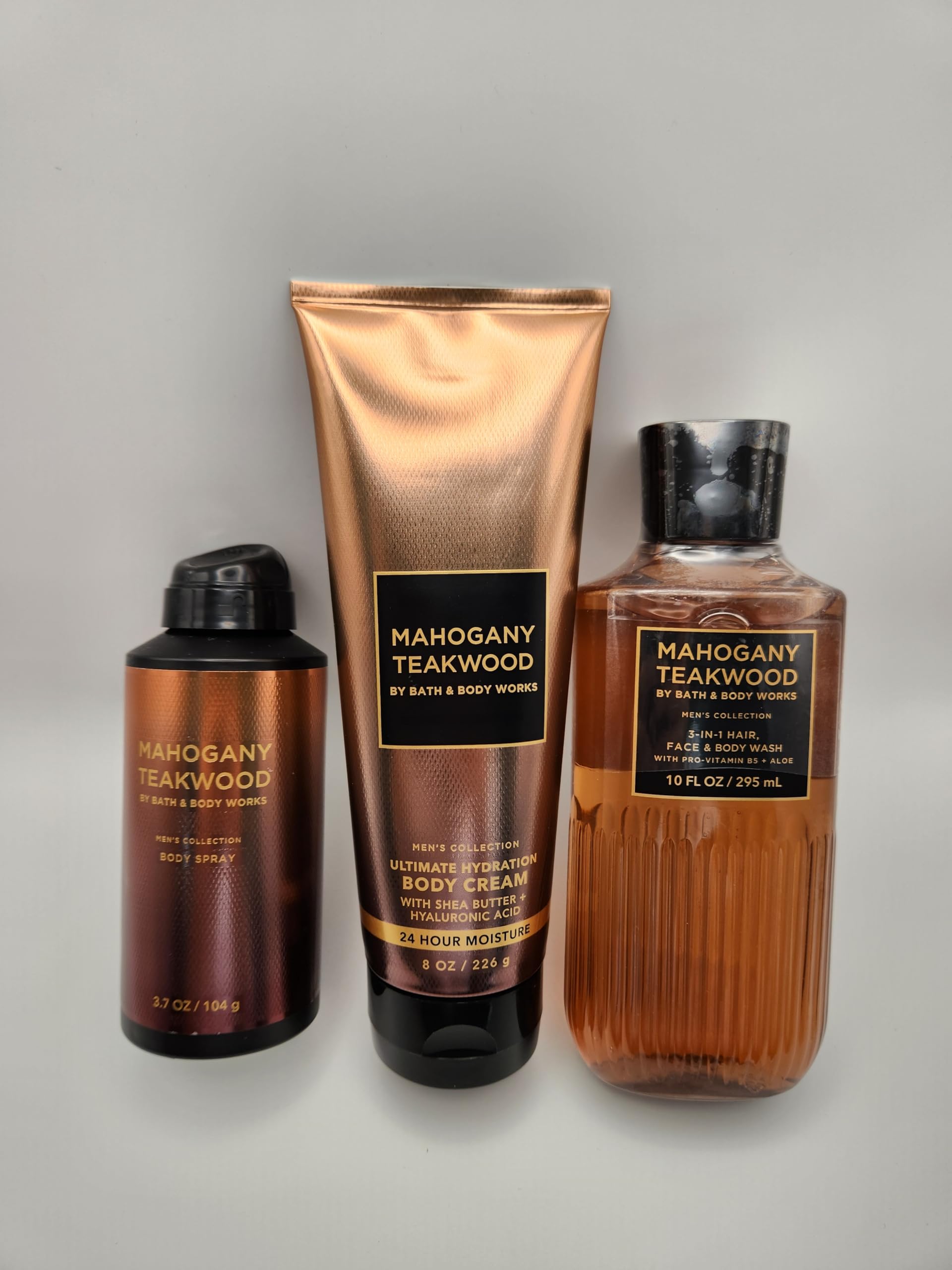 Bath and Body Mahogany Teakwood Men's Gift Set - Body Wash, Body Cream & Body Spray